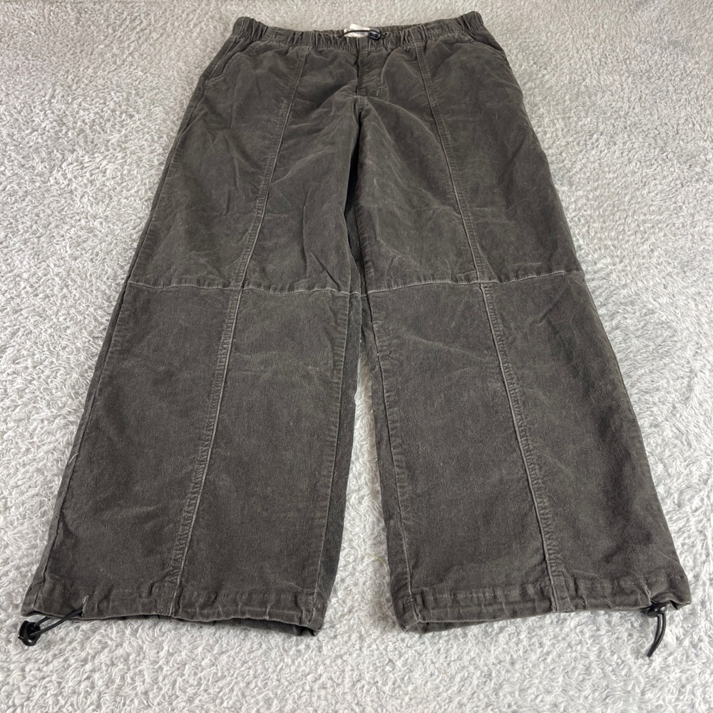 No Boundaries Charcoal Gray Corduroy Wide Leg Cargo Pants Adjustable Hem Mens L